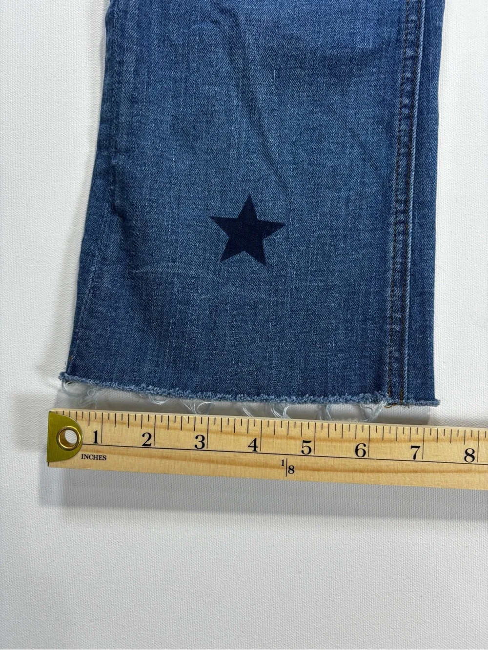 J. Crew Dark Blue Denim Boot Crop Jeans with Navy Star Accents